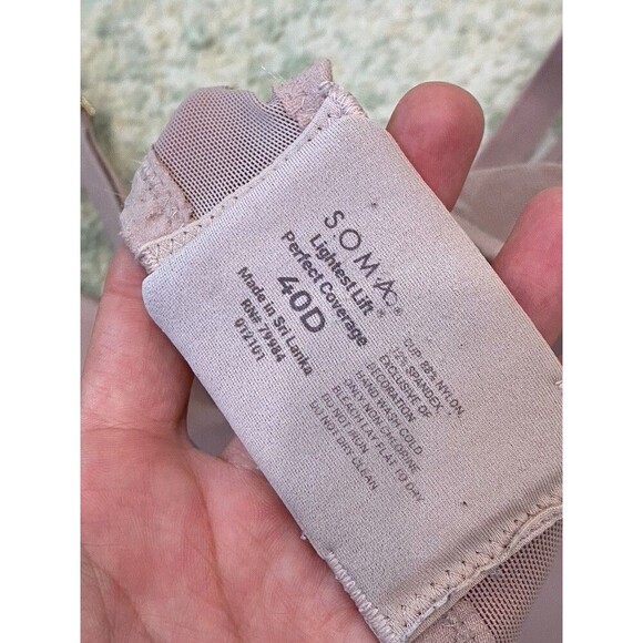 SOMA Size 40D Lightest Lift Perfect Coverage Lace Floral Pattern Underwired Bra - Picture 5 of 6